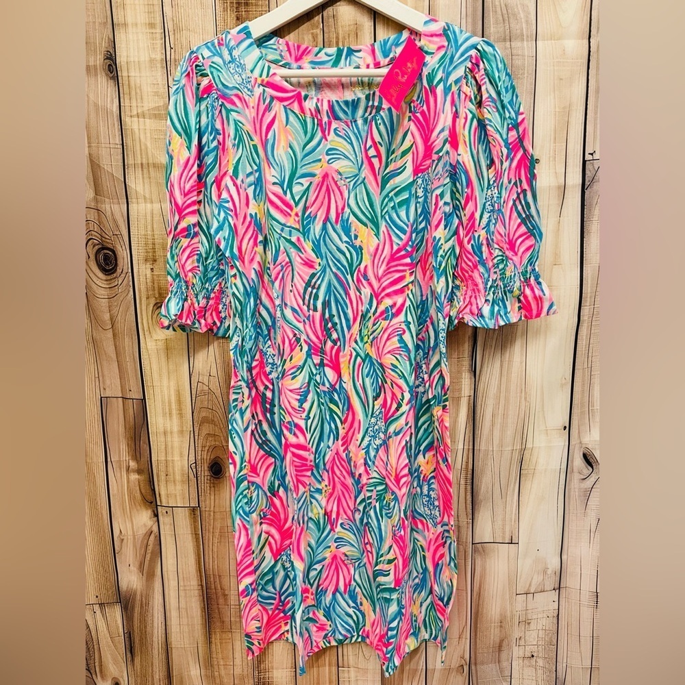 Adley Short Sleeve Dress Multi Sea Turtle Soiree Lilly Pulitzer NWT - Picture 2 of 5